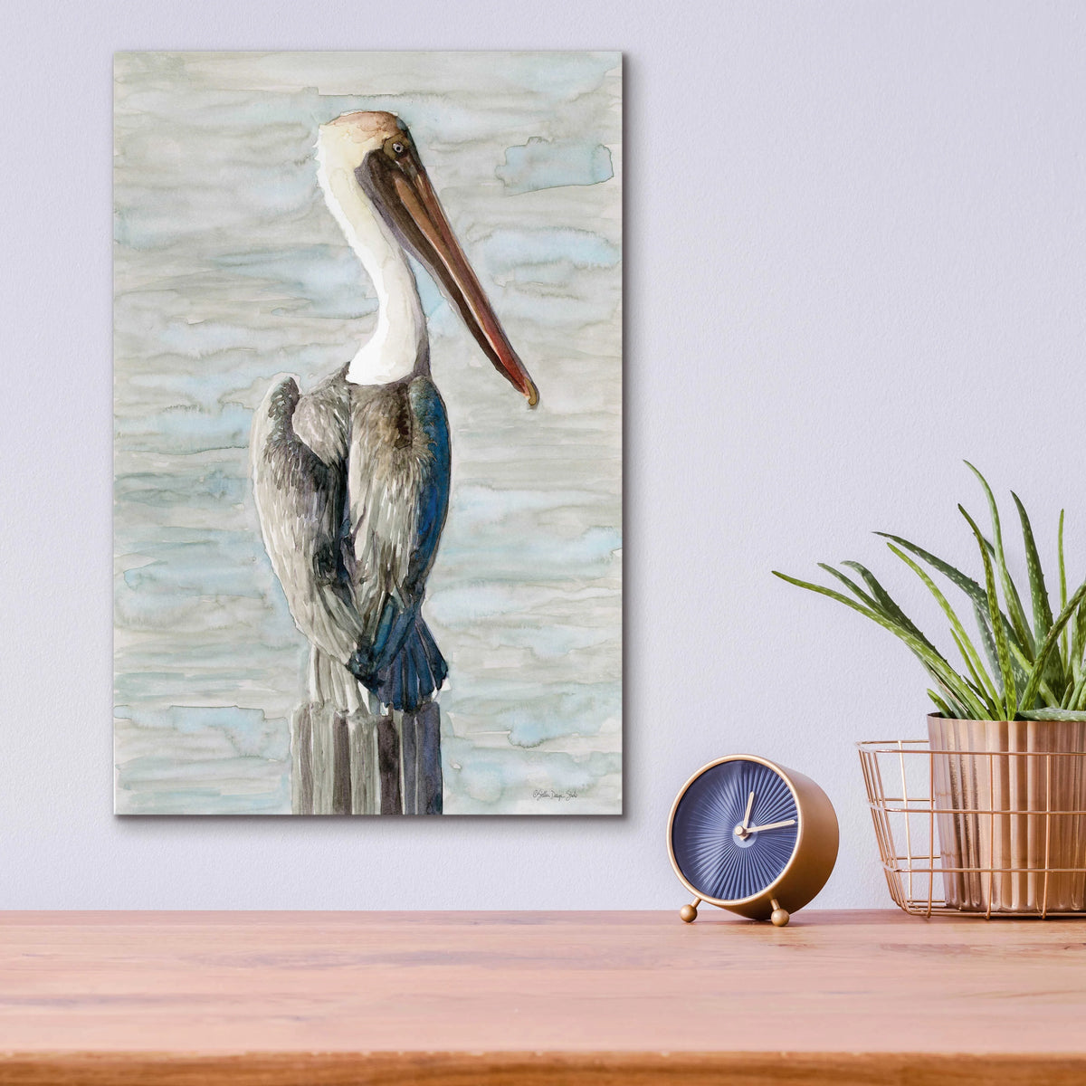 Brown Pelican Acrylic Glass Wall Art, 12"x16" F3325