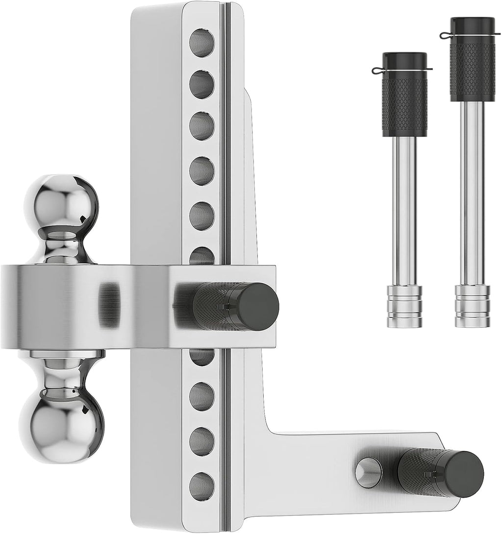 Adjustable Trailer Hitch Ball Mount, 2.5-Inch Receiver, 8-Inch Drop, 8-Inch Rise, Dual Towing Balls with Double Pin Key Locks G56205