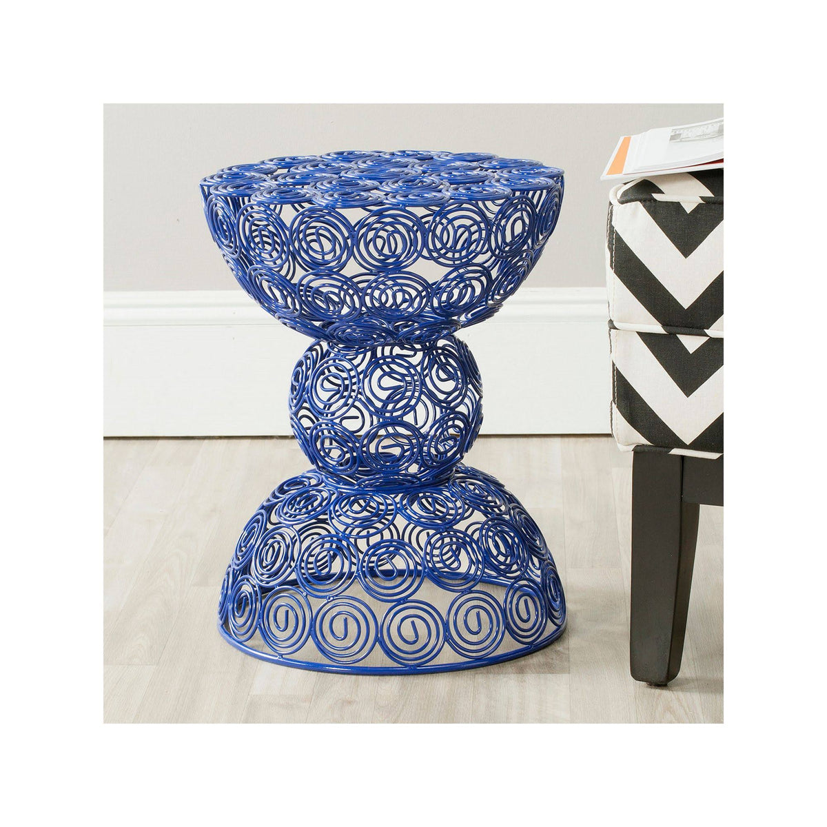 Dark Blue Iron Wire Stool K972783