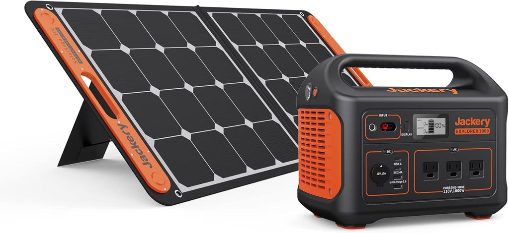Solar Generator 1000 with 2X SolarSaga 100X and 3x110V/1000W AC Outlets, Lithium Battery Pack R576