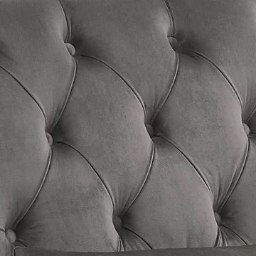 Grey Velvet Tufted Lounge Chair with Matching Pillow T14092