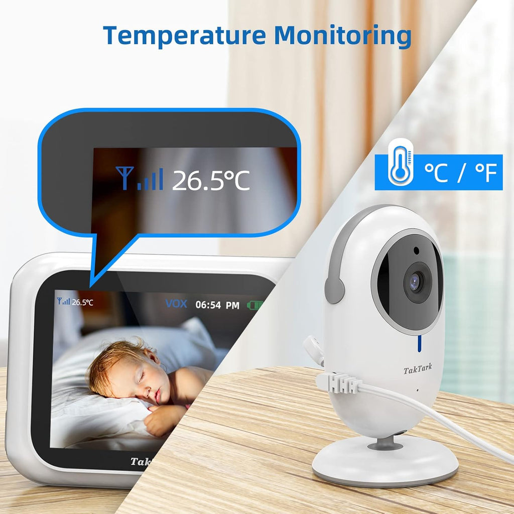 Baby Monitor with Camera and Audio, Infrared Night Vision, Digital Zoom F836432