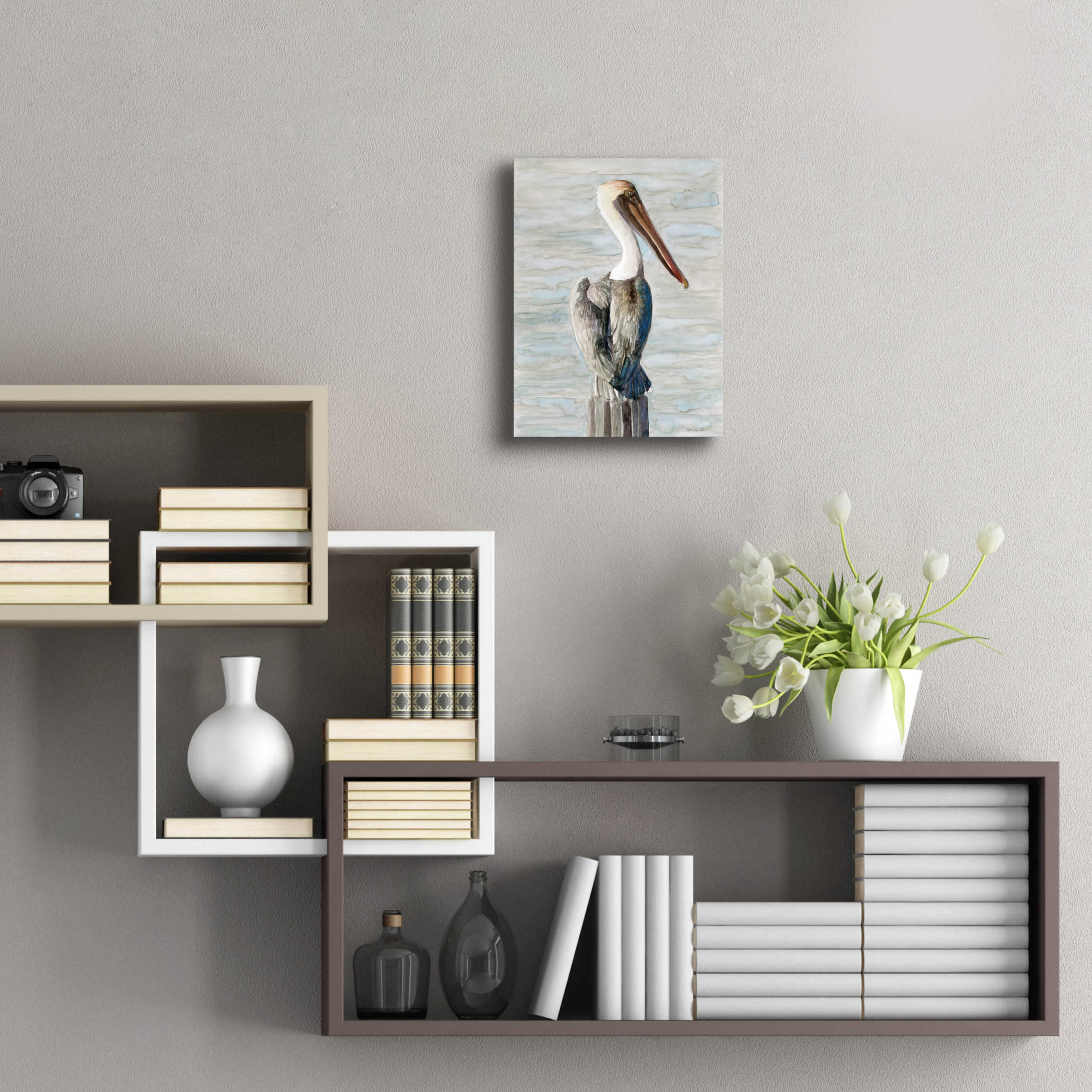 Brown Pelican Acrylic Glass Wall Art, 12"x16" F3325