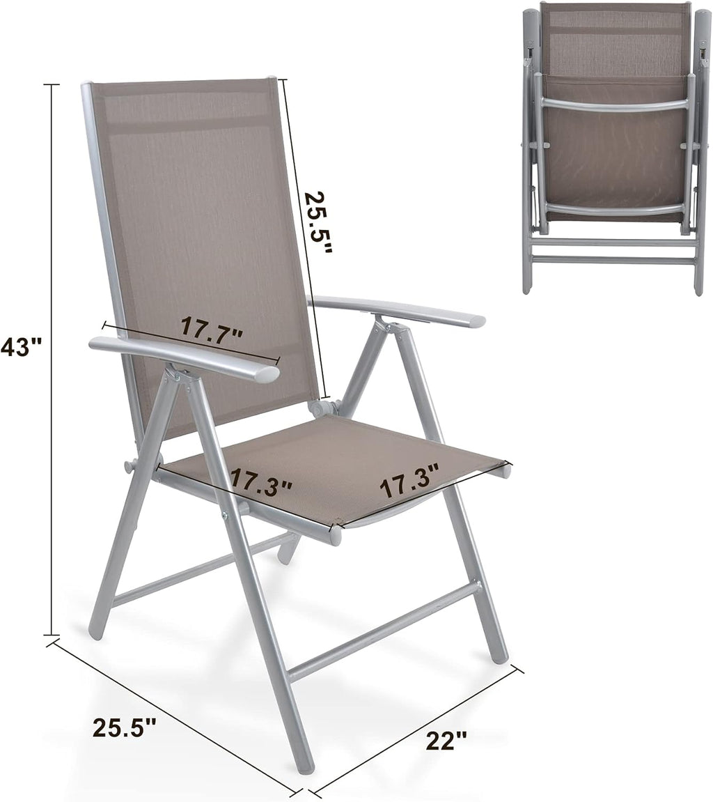 Set of 2 Aluminum Adjustable Reclining Patio Folding Sling Back Chairs L68035