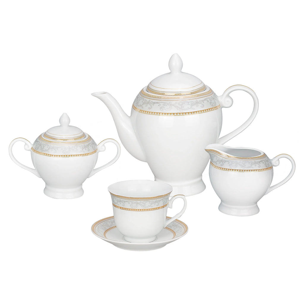 57-piece Porcelain Dinnerware Set with Gold Accent M4014