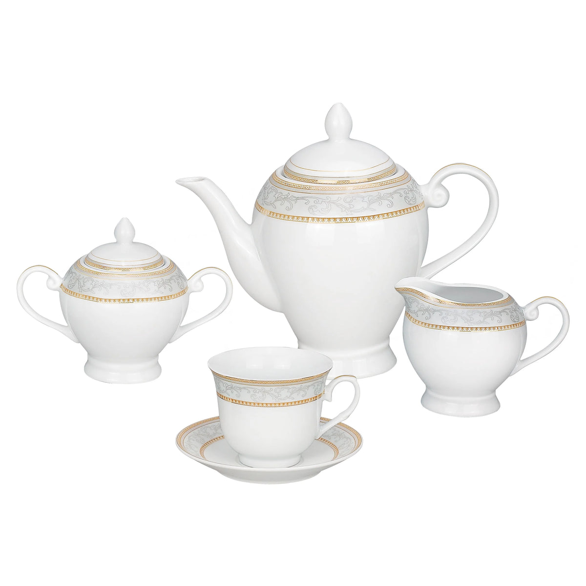 57-piece Porcelain Dinnerware Set with Gold Accent M4014