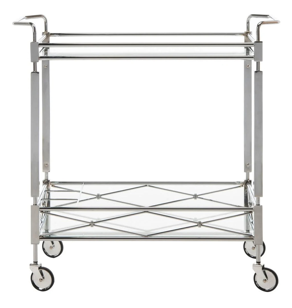 Chrome 2 Tier Rectangle Bar Cart F2072