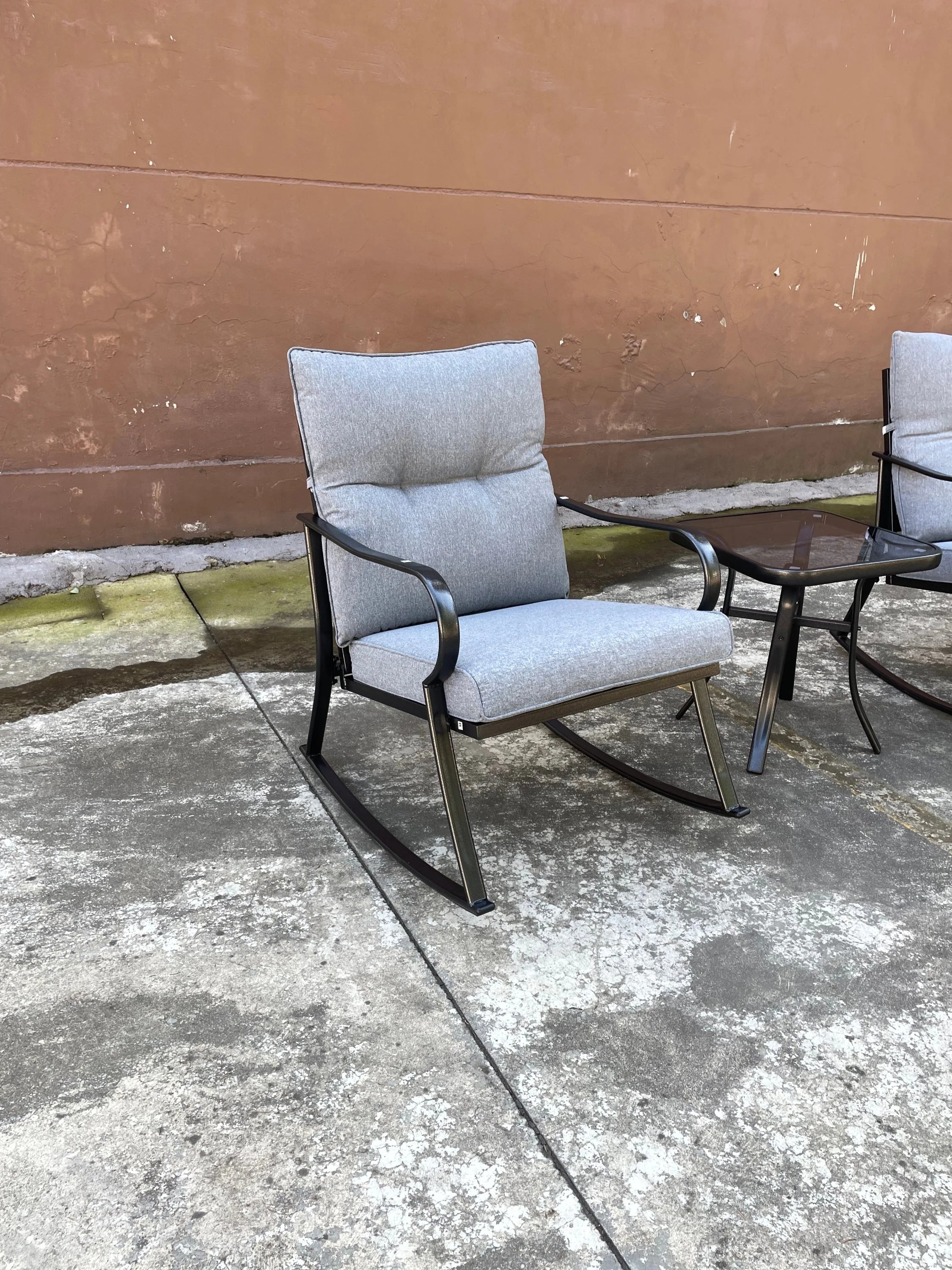 3 Pc Outdoor Swivel Rocker Patio Chairs - Gray O558901