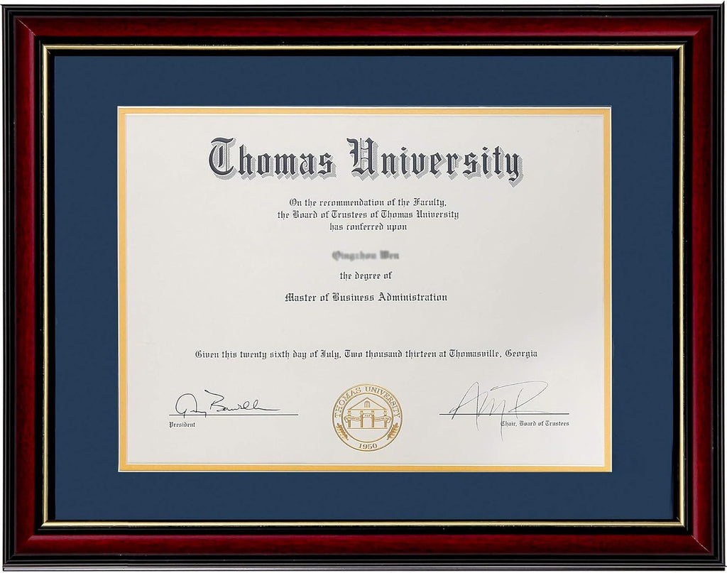 Diploma Frame Real Wood Glass Golden Rim 8.5x11 Inch with Mat 11x14 Inch Without Mat Double Mat Navy Blue B486921