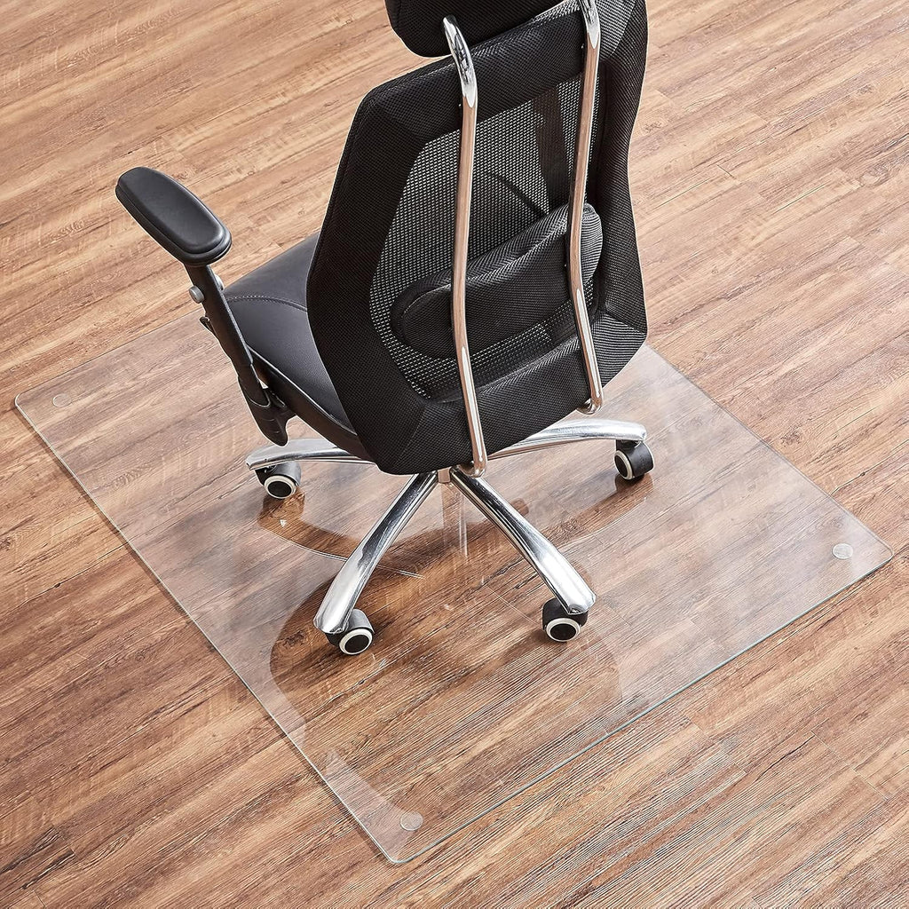 Tempered Glass Chair Mat, 36 x 46, 1/5'' Thick with 4 Anti-Slip Pads R177