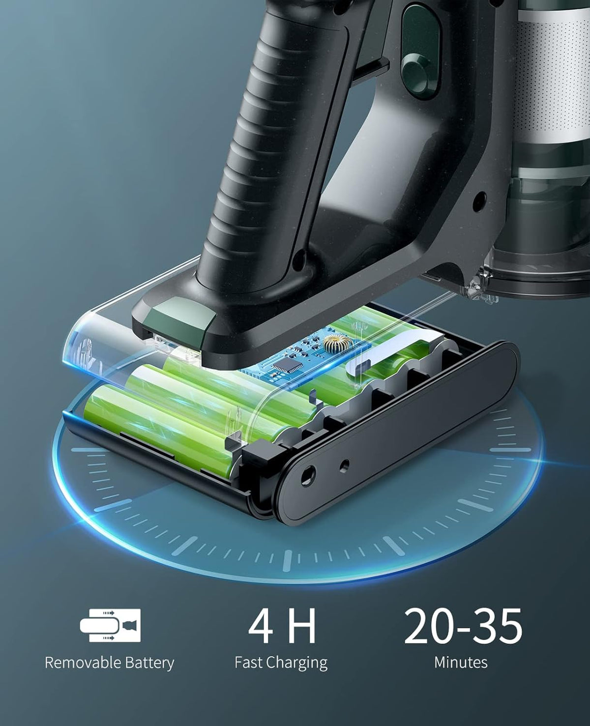 Cordless Stick Vacuum Cleaner with Foldable Tube, Detachable Battery C9480