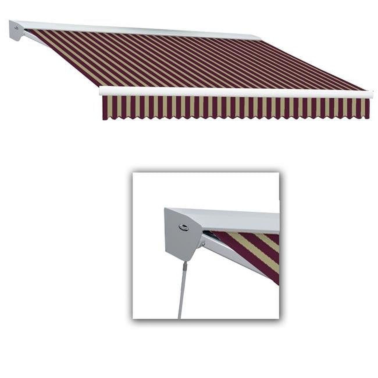 24 ft. Burgundy & Tan Retractable Awning with Remote R584