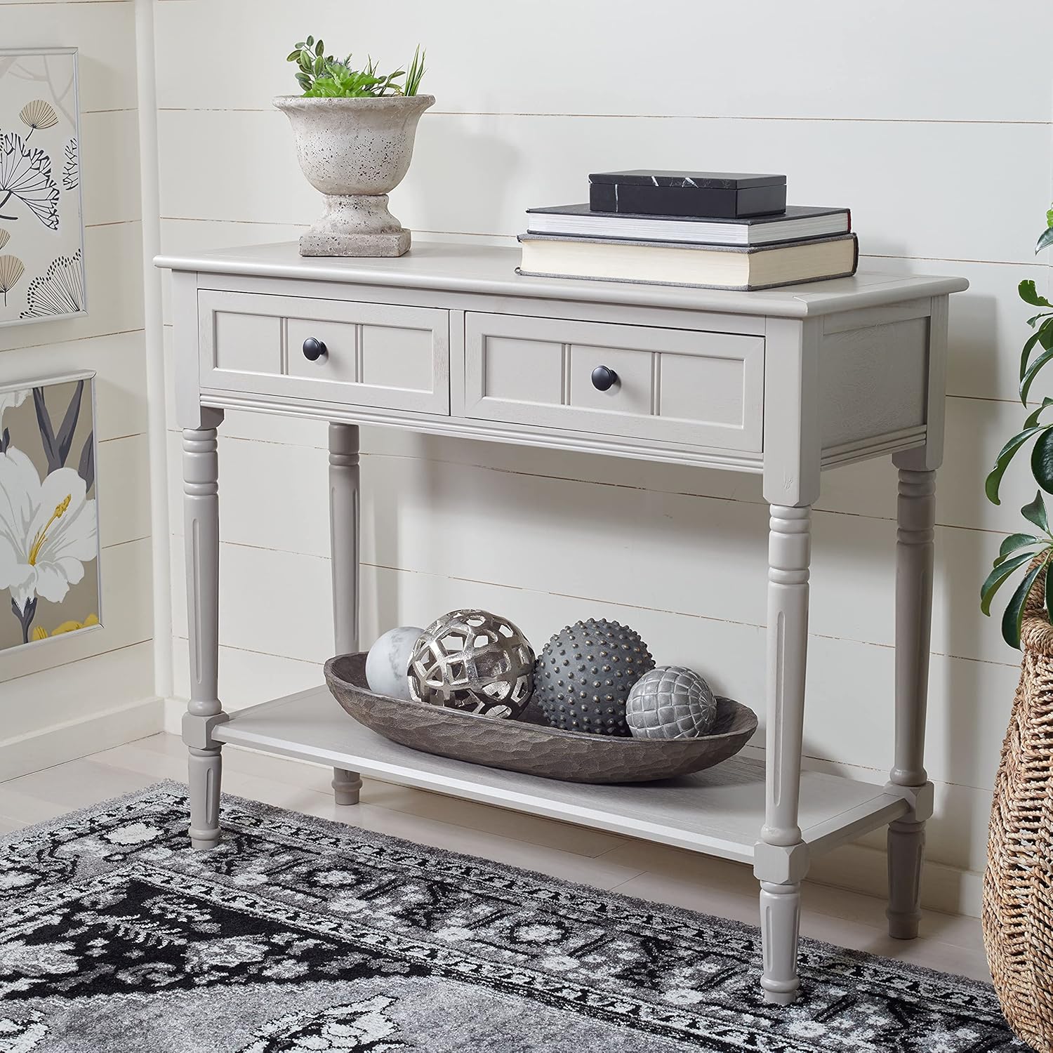 Distressed/Black 2-Drawer Console Table D8404