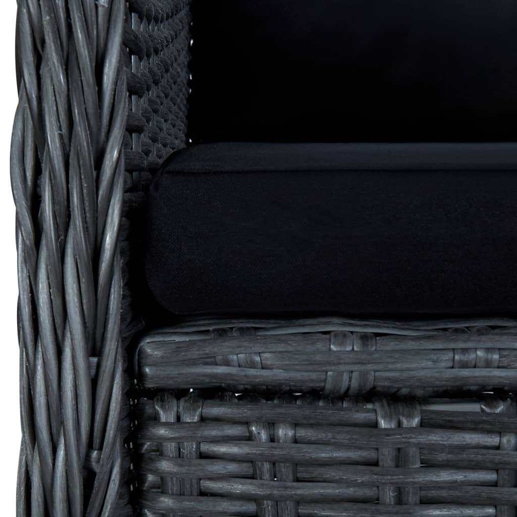 2 pcs Poly Rattan Patio Chairs with Cushions Dark Gray Q636393