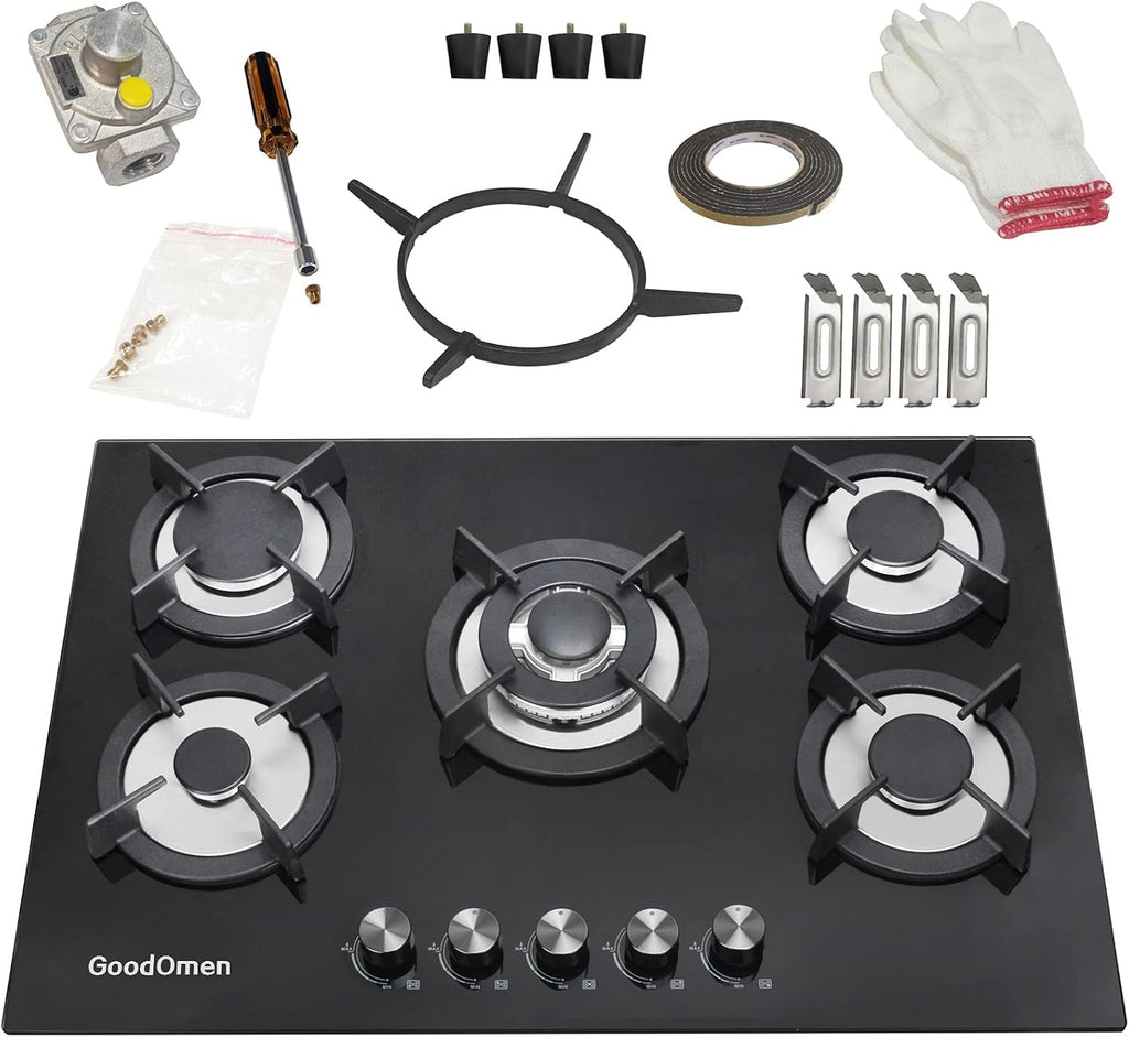 36 inch 5 Sealed Burners Stainless Steel Gas Cooktop with Cast Iron Grates P2933
