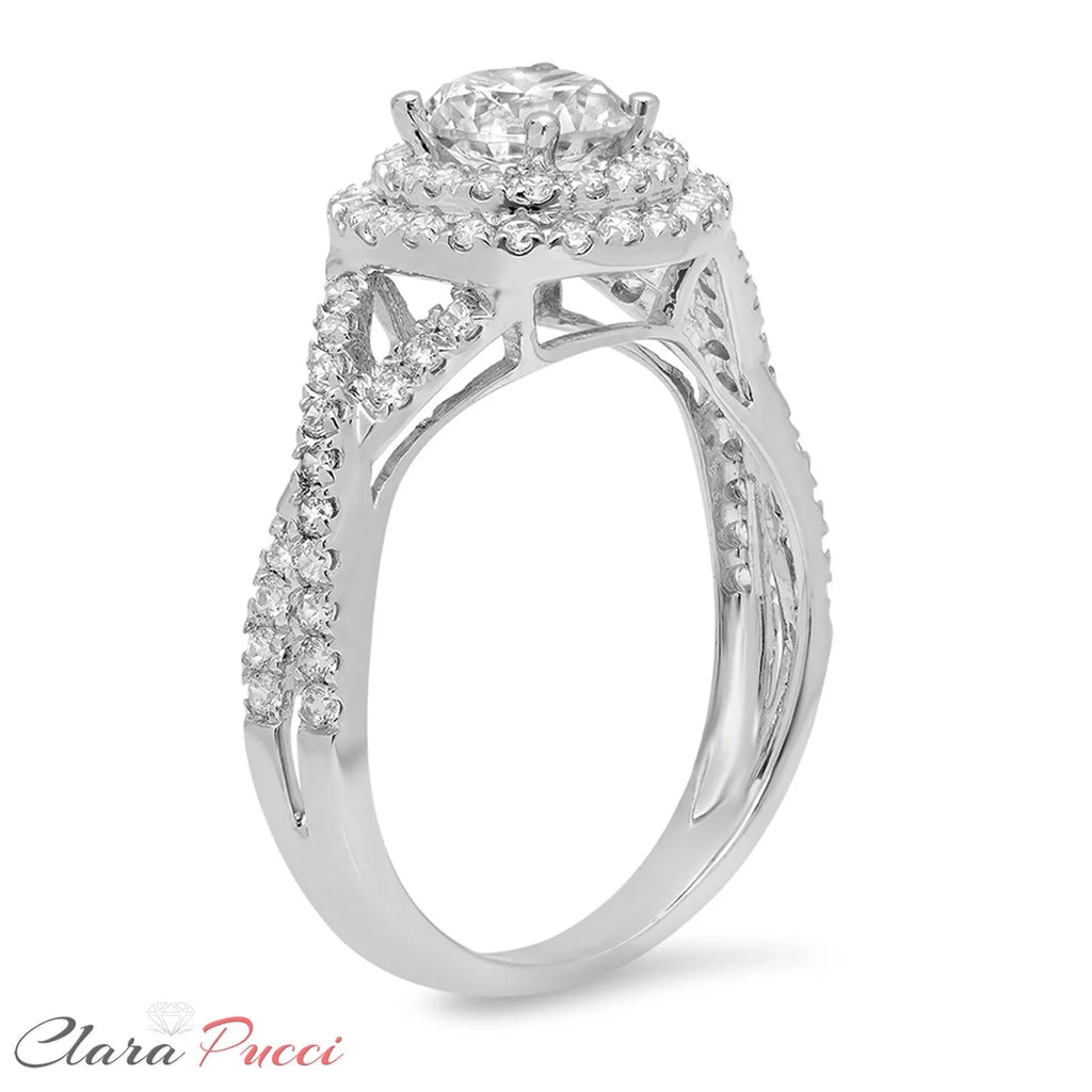 18K White Gold Halo Engagement Ring size 3.5 Z74040