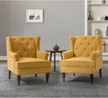 Mustard Tufted Fabric Upholstered Armchair Set Of 2 M378910