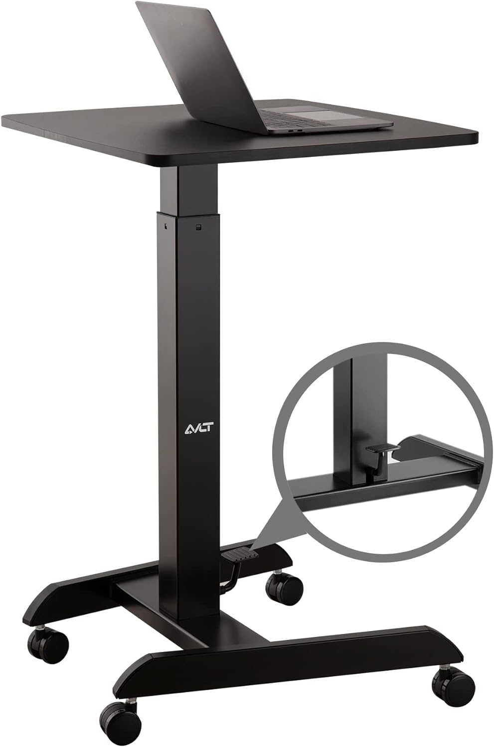 44 Height Adjustable Pneumatic Laptop Standing Desk Cart with Brake Casters X112893