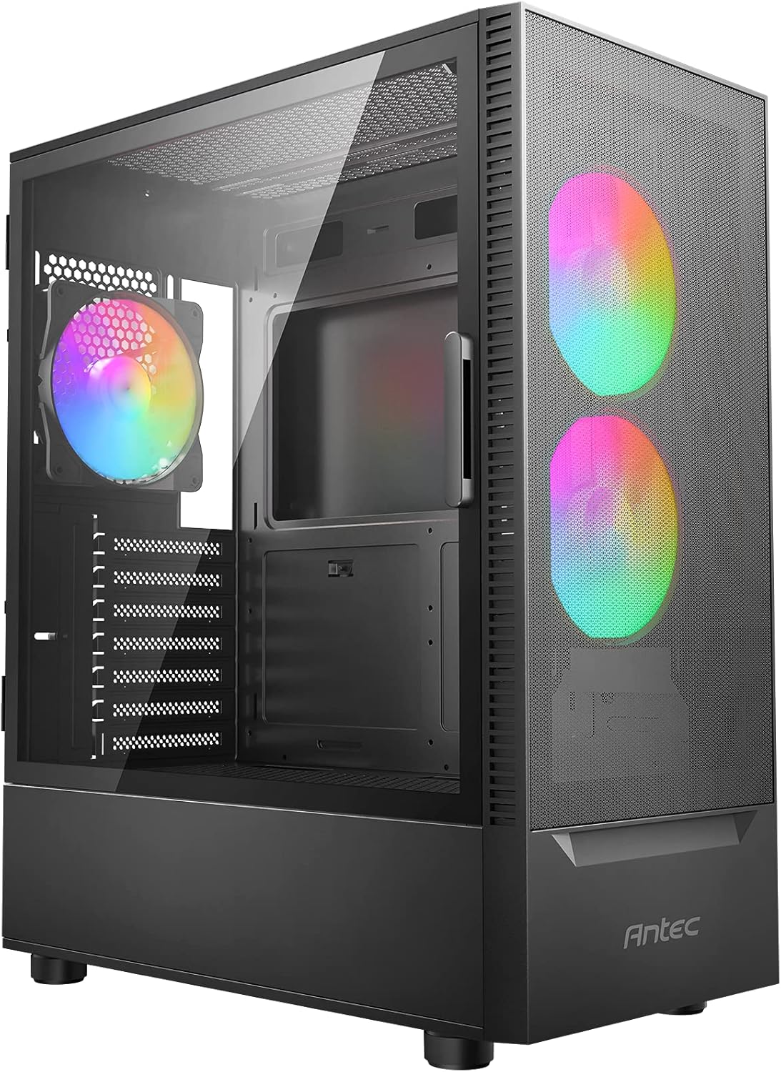 Black ATX Mid-Tower Case with Tempered Glass Side Panel and RGB Fans F272741