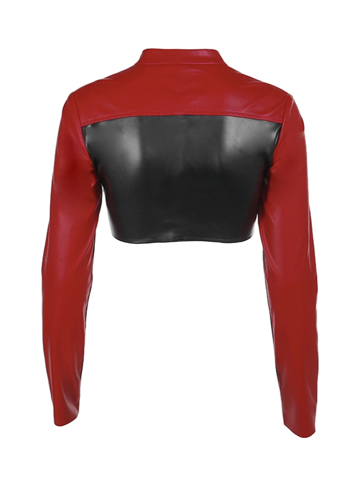 Trendy Biker Jacket with Long Sleeves, Stand Collar, Zip Up Closure T4277