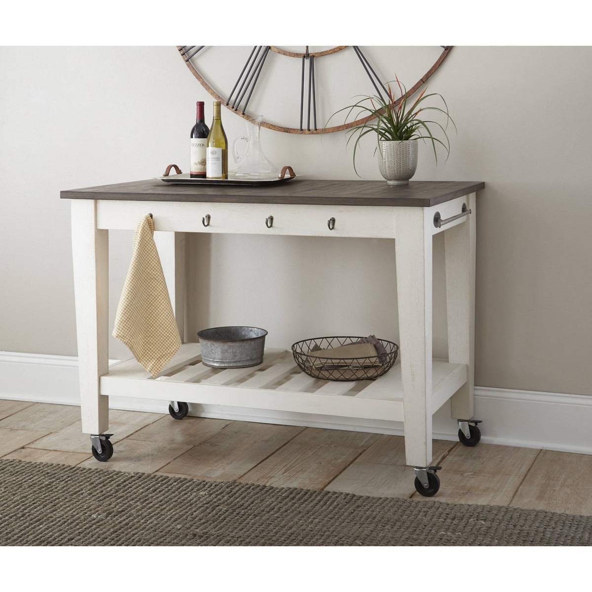 Two Tone Kitchen Cart on Casters T348381