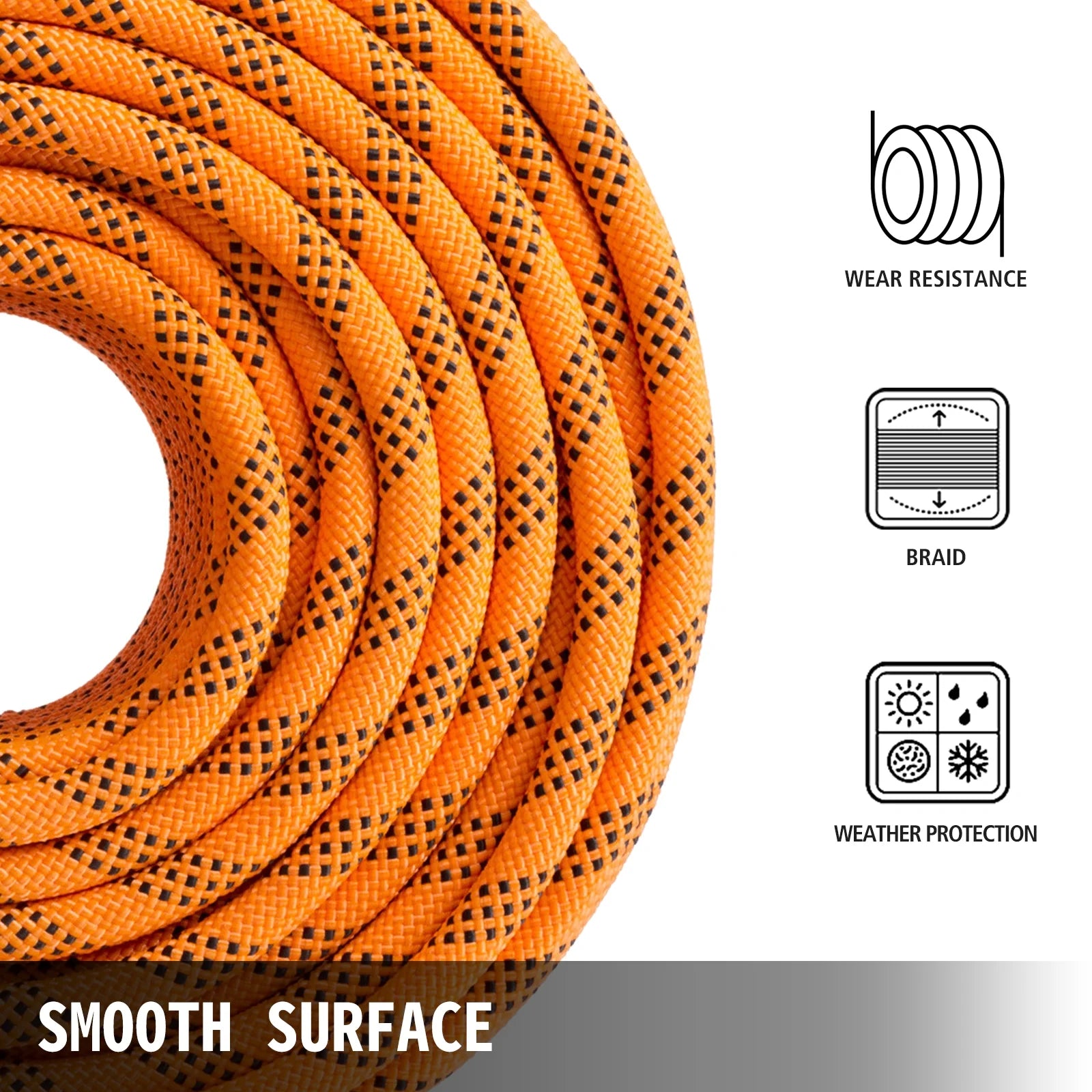 Double Braid Polyester Rope 7/16 inch × 200 feet Nylon Pulling Rope G81246