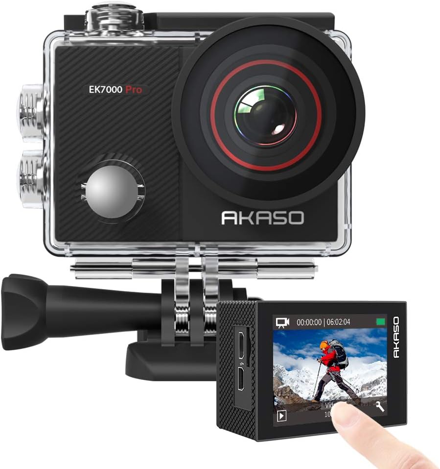 4K Waterproof Action Camera with Touch Screen Helmet Accessories Kit Pack of 2 N840783