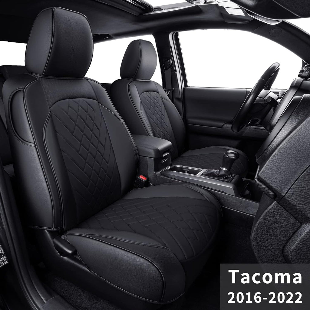 Black Faux Leather Seat Covers for Tacoma Crew Cab J511355