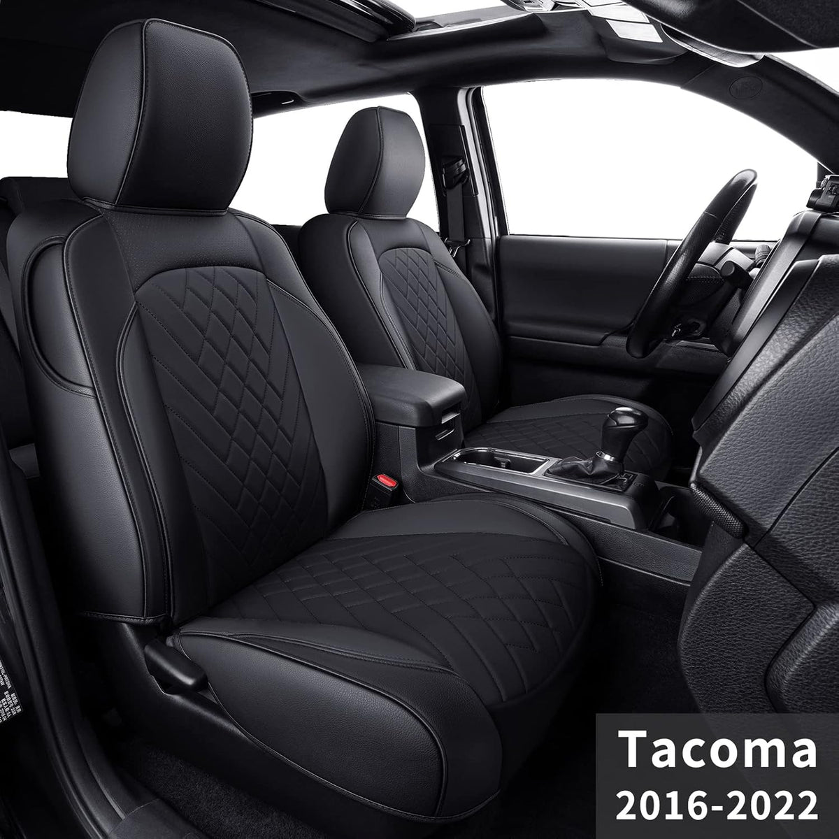 Black Faux Leather Seat Covers for Tacoma Crew Cab J511355
