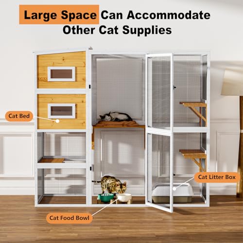 Large Cat Enclosure with Waterproof Cover and Sunshine Panel Roof, 72 inch S88810