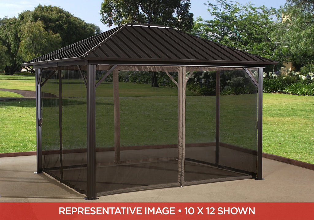 Galvanised Steel Gazebo with Mosquito Netting R886654