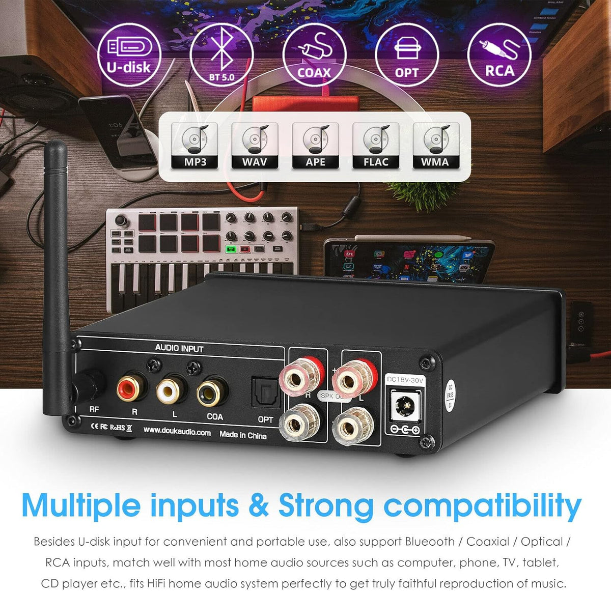 Mini Bluetooth 5.0 Digital Amplifier 100W×2 L589397