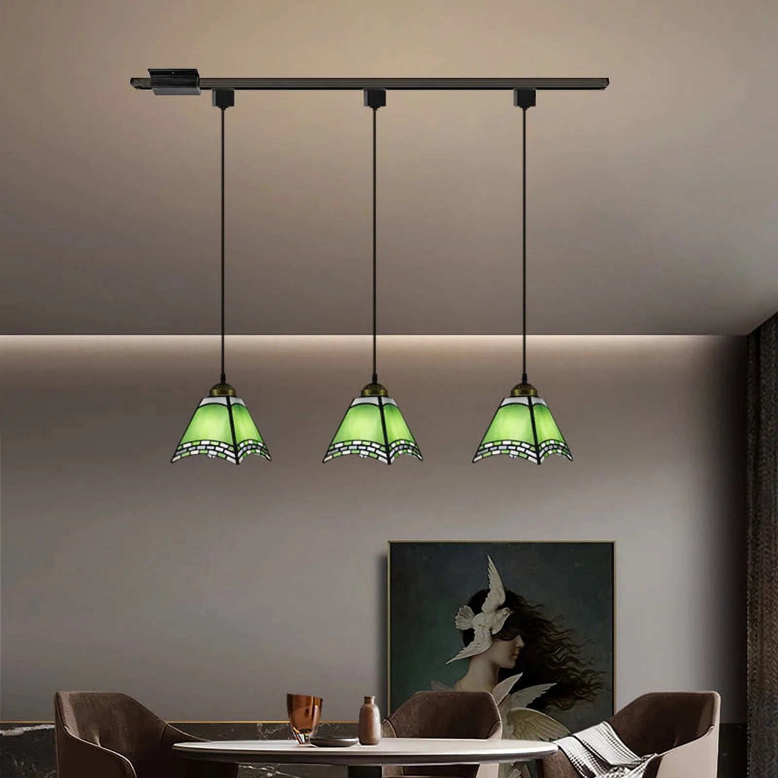 Tiffany Style 3 Lights Track Lighting Pendant B390