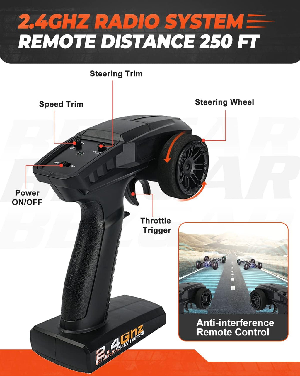 Remote Control Trucks 4WD 35 Km/h Waterproof RC Car with 2 Rechargeable Batteries Y2974