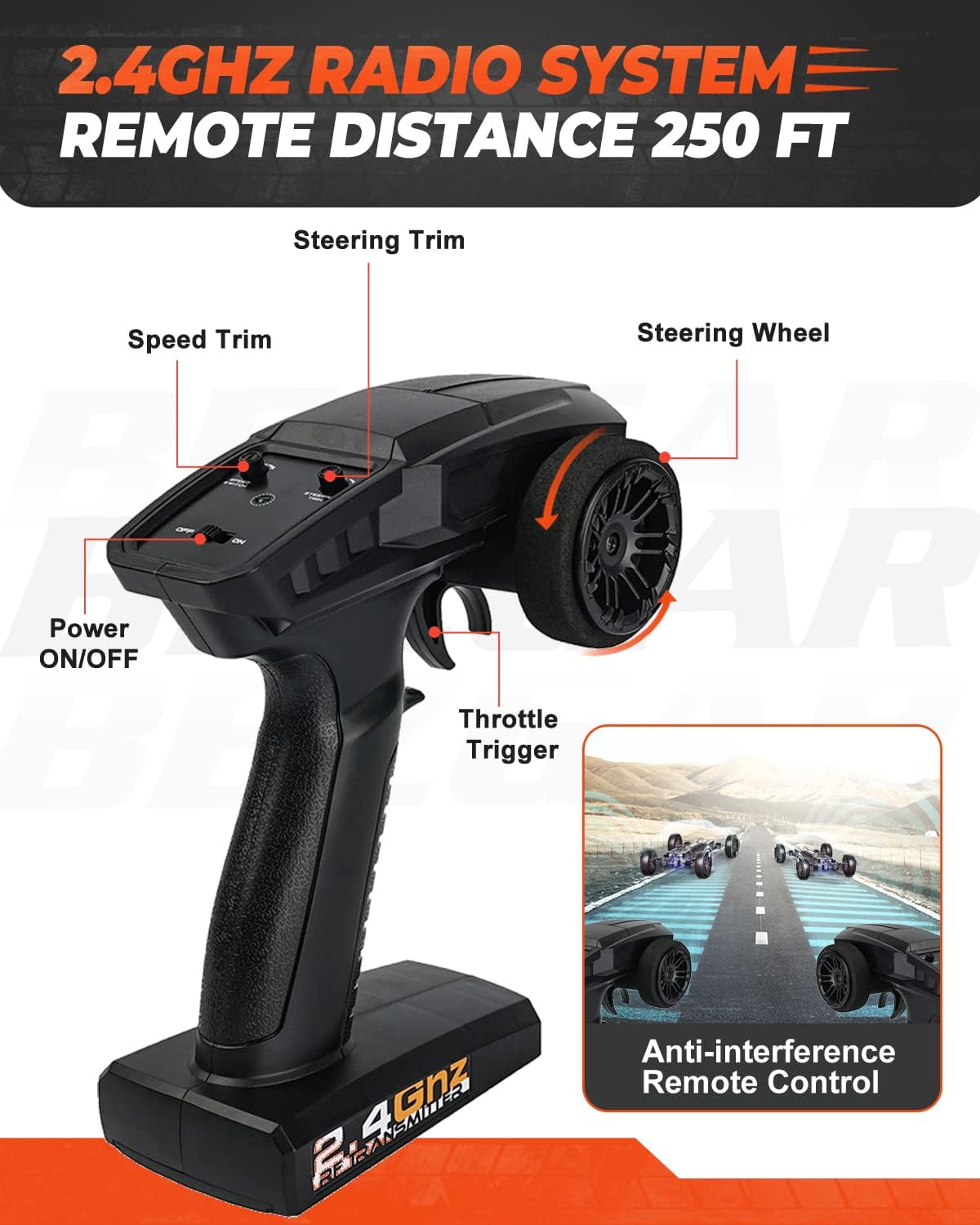 Remote Control Trucks 4WD 35 Km/h Waterproof RC Car with 2 Rechargeable Batteries Y2974