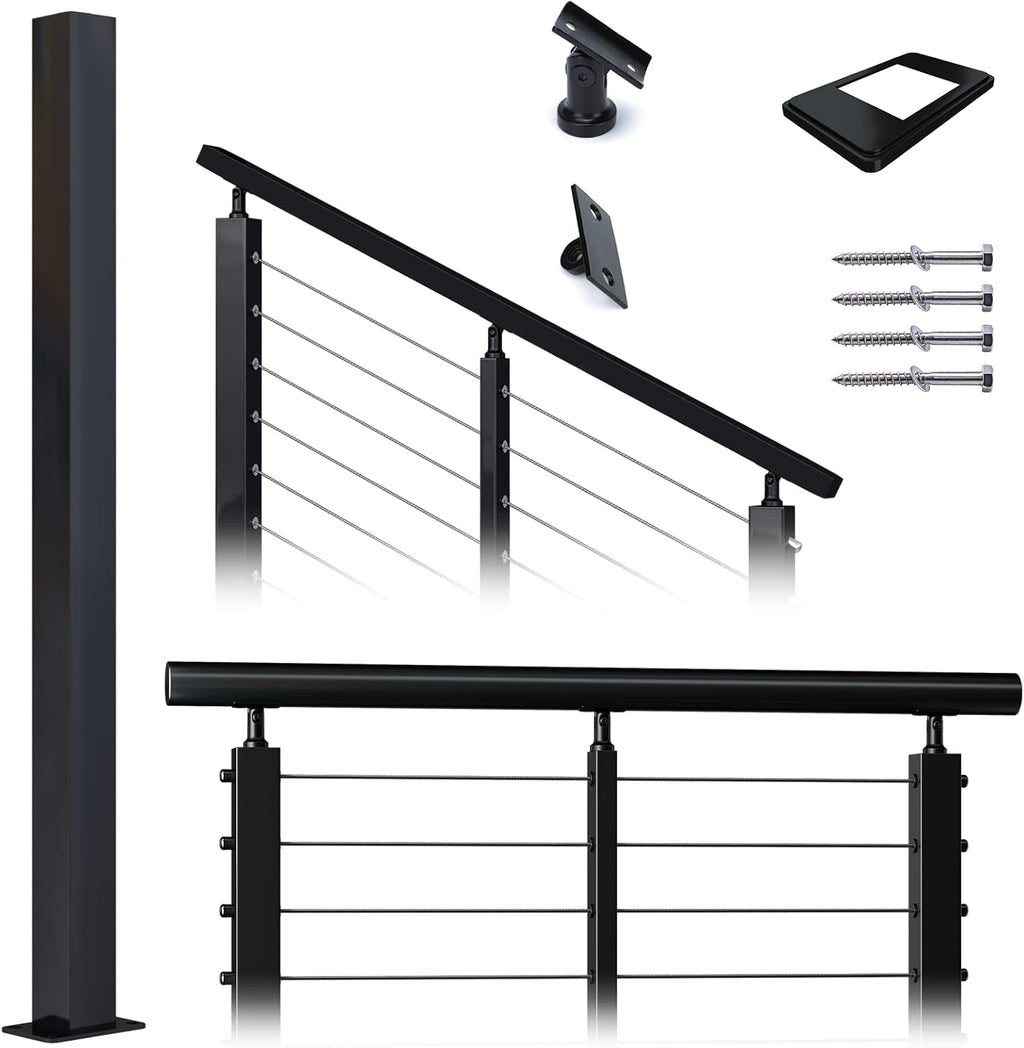 Square 36x2x2 304 Stainless Steel Black Pre-drilled Post A4514