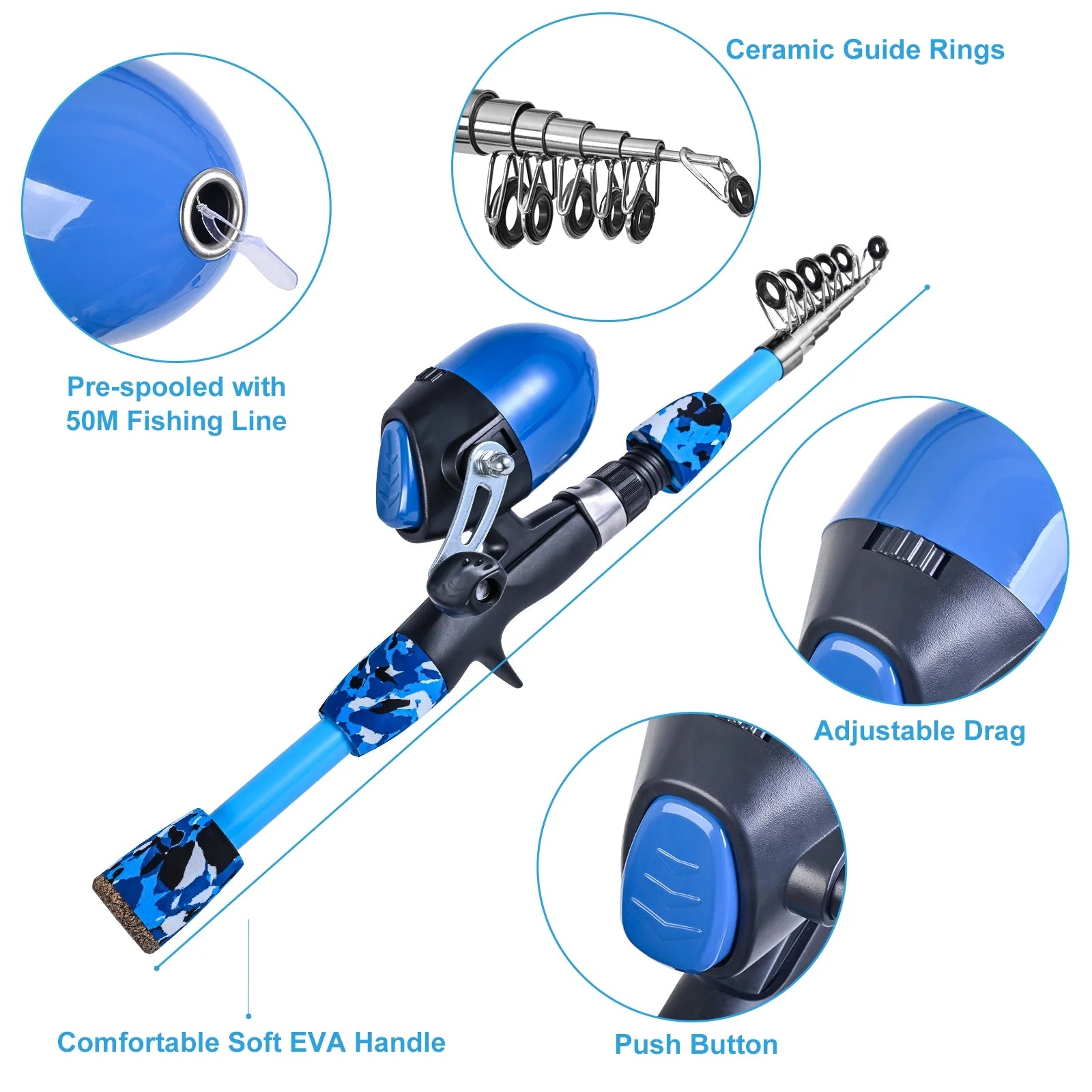 Kids Fishing Rod and Reel Combo with Collapsible Stool, Landing Net, and Tackle Box V957474