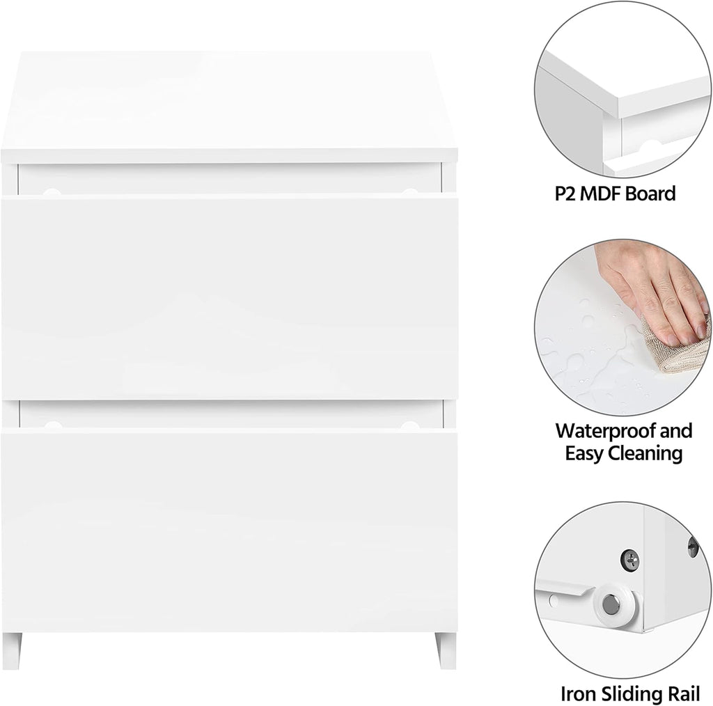White 2-Drawer End Table, 18 x 14 x 22 inches P180873