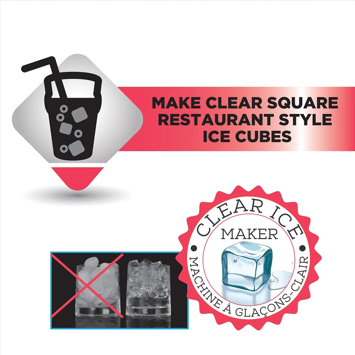 33lbs Clear Square Ice Maker D3362
