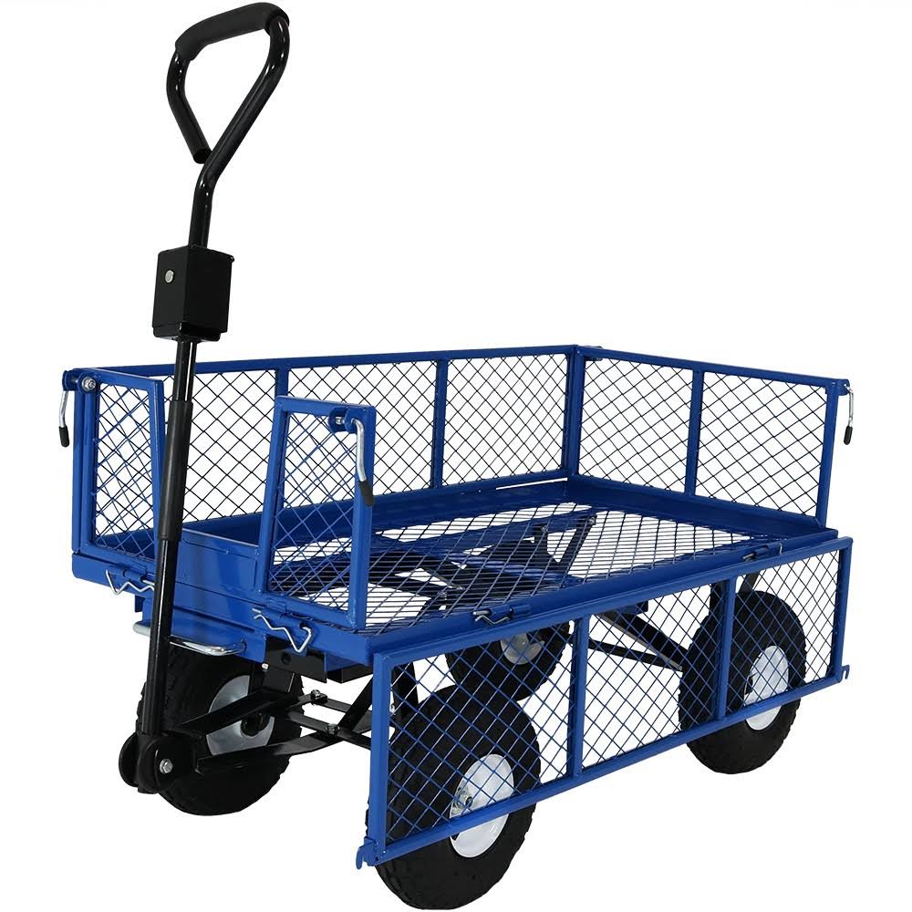 Blue Steel Utility Garden Cart with Removable Sides E593593