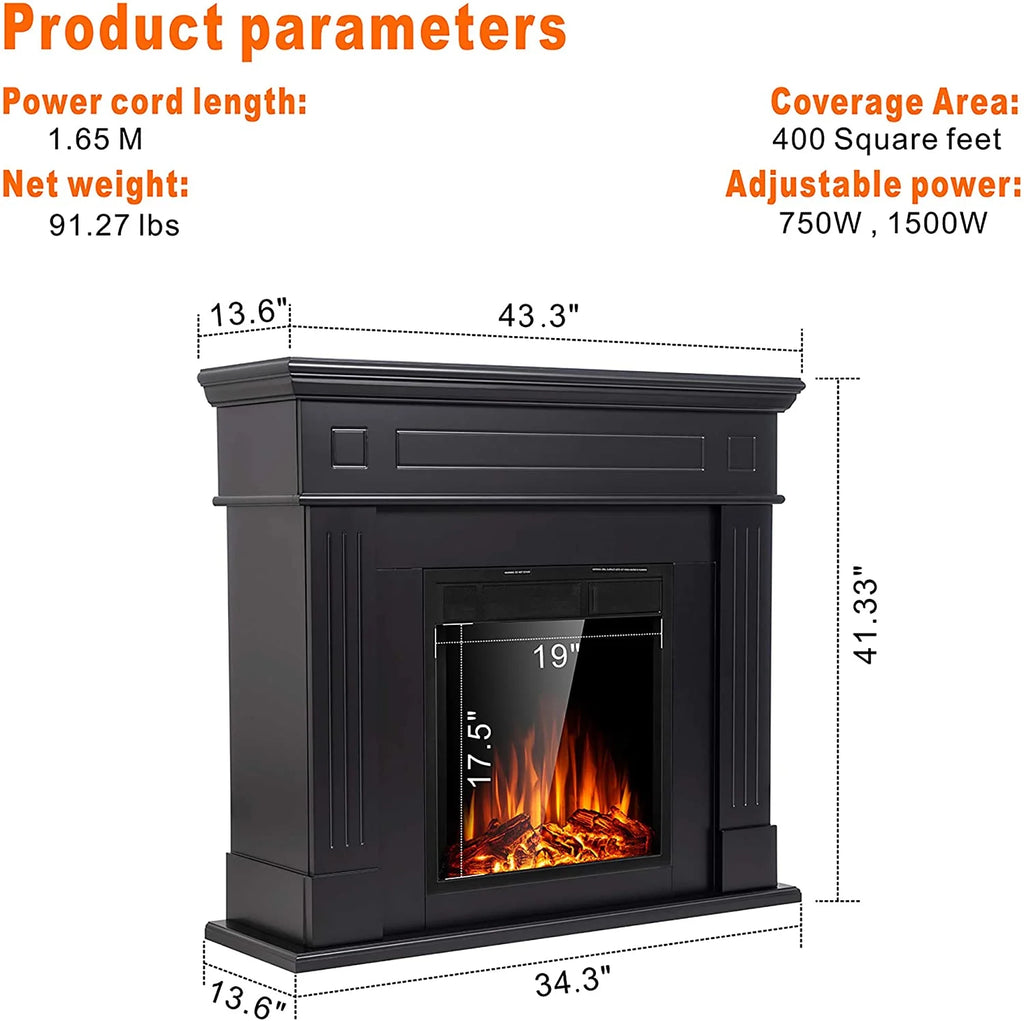 Black Electric Fireplace Mantel TV Stand F984924