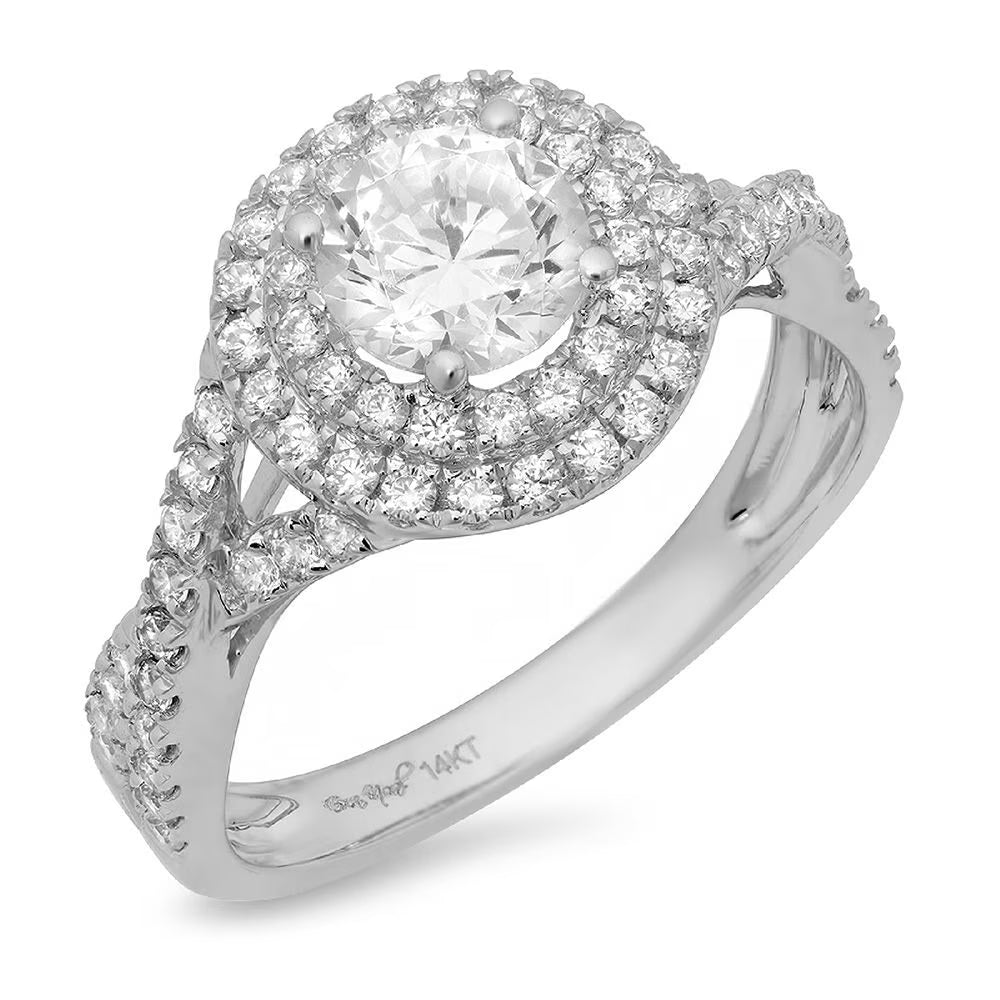 18K White Gold Halo Engagement Ring size 3.5 Z74040