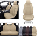 Beige Waterproof Faux Leather 5pcs Auto Seat Cover Full Set C2520