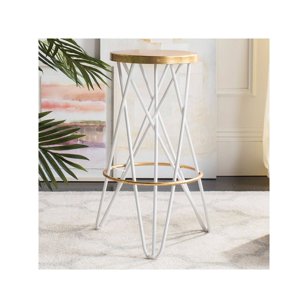 White Gold Leaf Bar Stool Y281