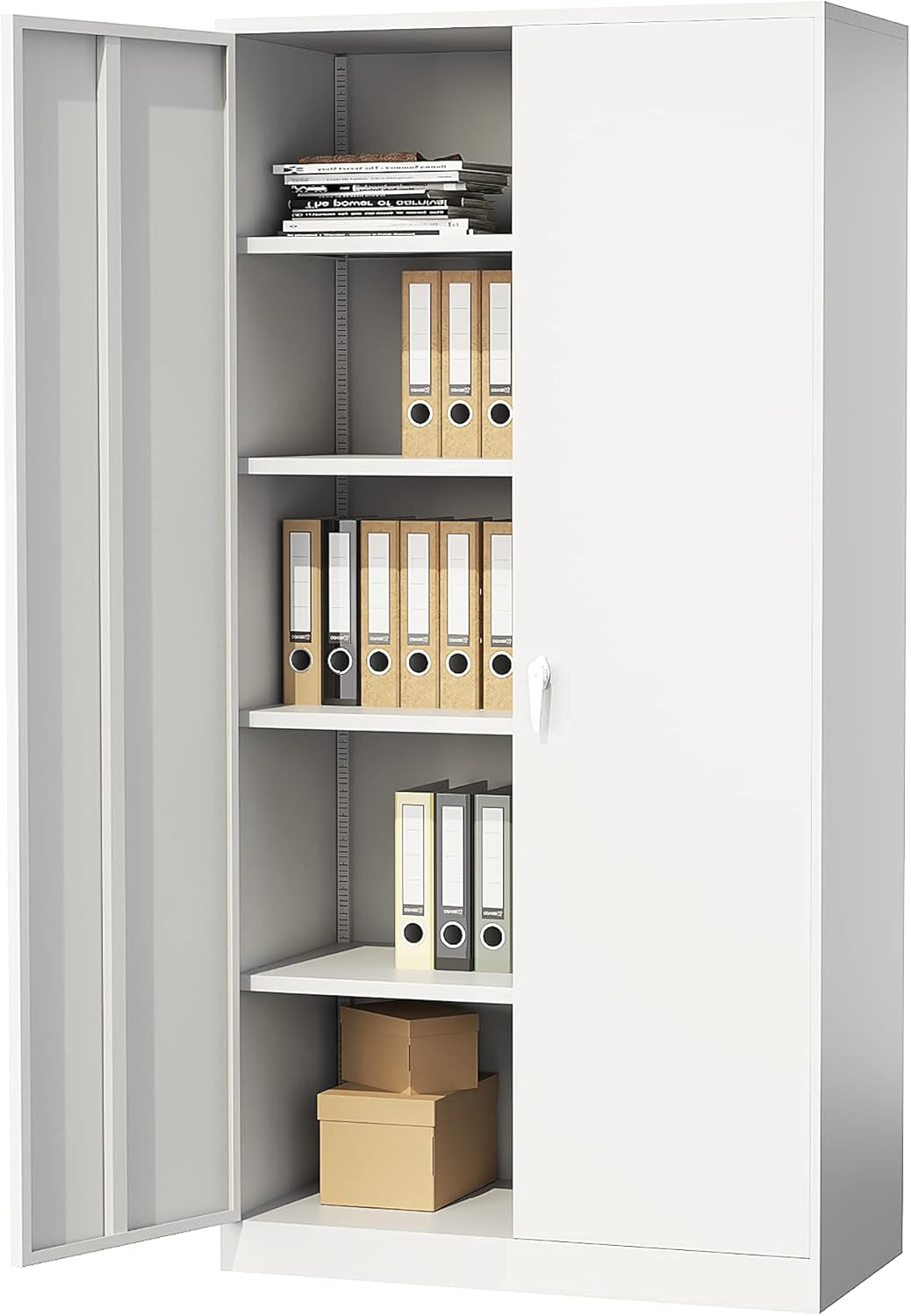 72" Tall Steel Storage Cabinet with Locking Door and 4 Adjustable Shelves Y253