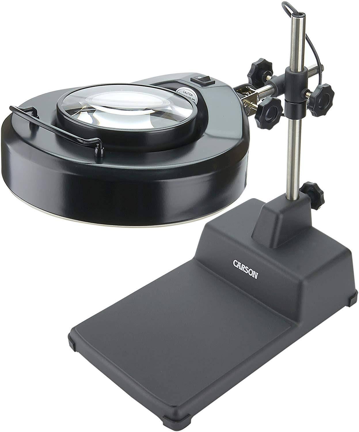 Black LED Lighted Desk Lamp Magnifier F689