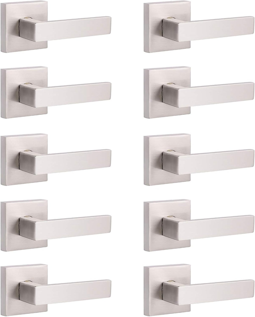 Brushed Nickel Square Entrance Door Lever with Deadbolt Locksets, 2 Pack X801640