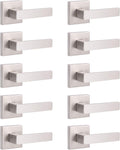 Brushed Nickel Square Entrance Door Lever with Deadbolt Locksets, 2 Pack X801640