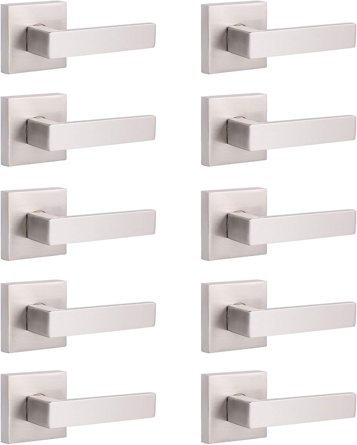 Brushed Nickel Square Entrance Door Lever with Deadbolt Locksets, 2 Pack X801640
