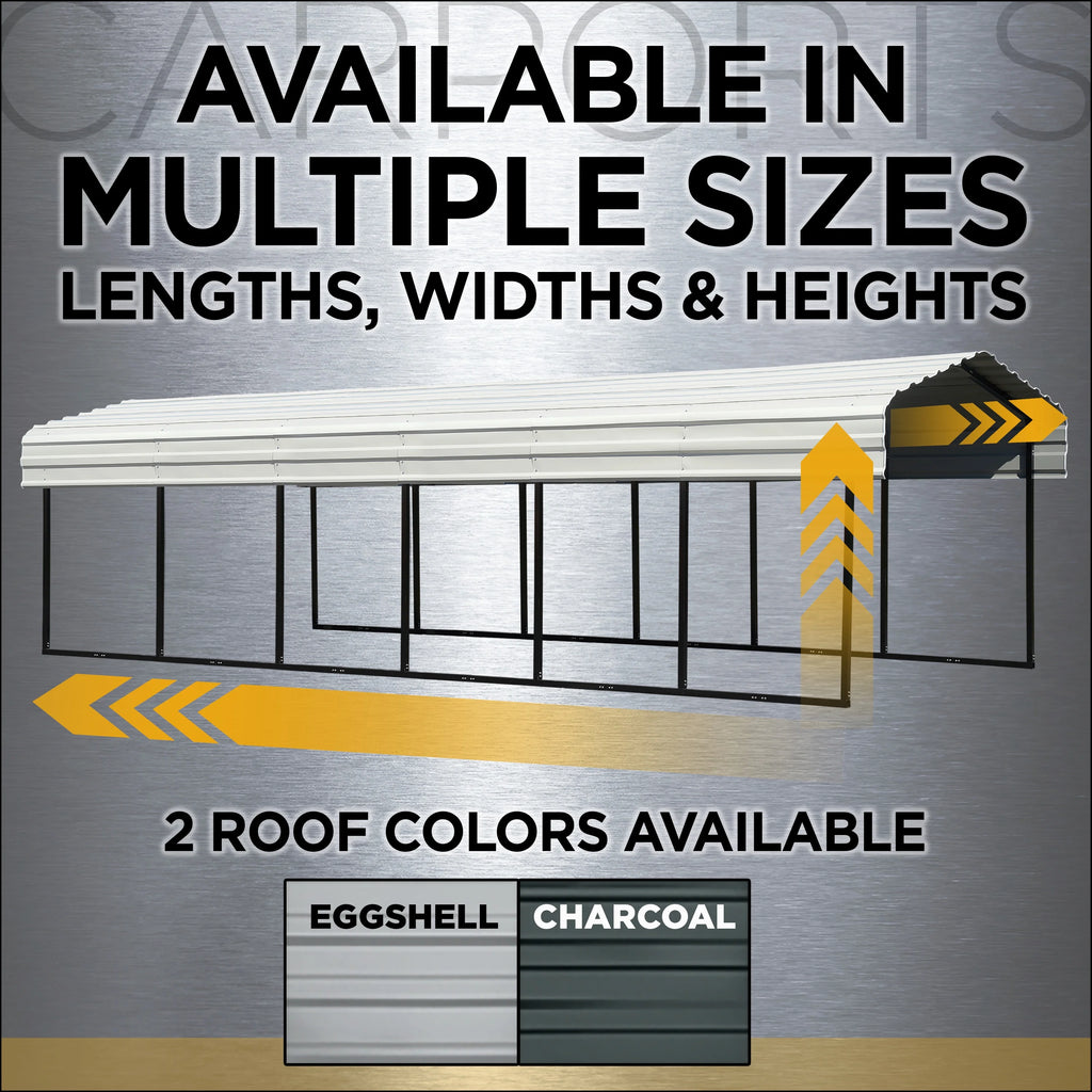 Galvanized Steel Carport Kit with 1-Sided Enclosure V882